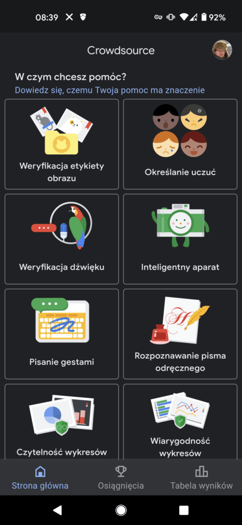 okno główne aplikacji crowdsource